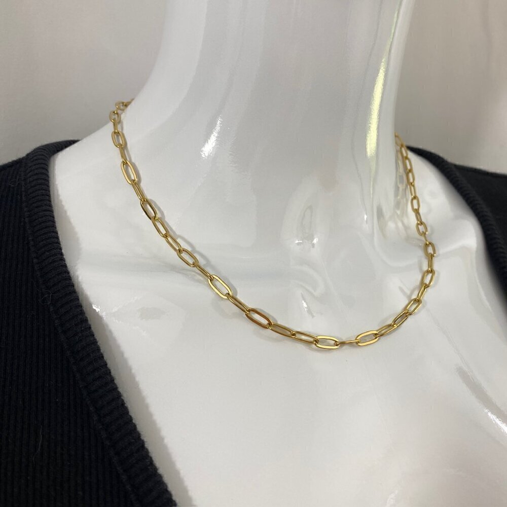 Paperclip Necklace Gold Plated Stainless Steel - Picture 6 of 9